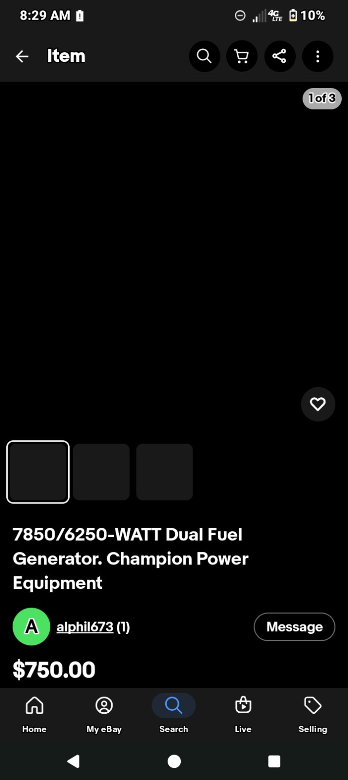 Champion 201296 Dual Fuel Portable Generator 4375W CO Shield RV Ready 3500W New