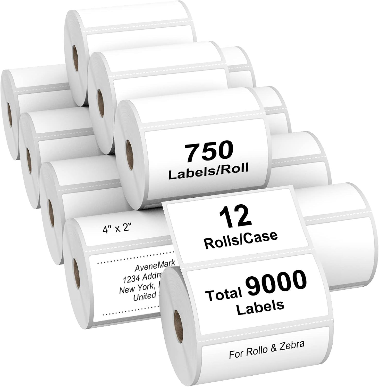 12 Rolls 4″ X 2″ Direct Thermal Labels for Barcodes Postage Address Shipping Lab