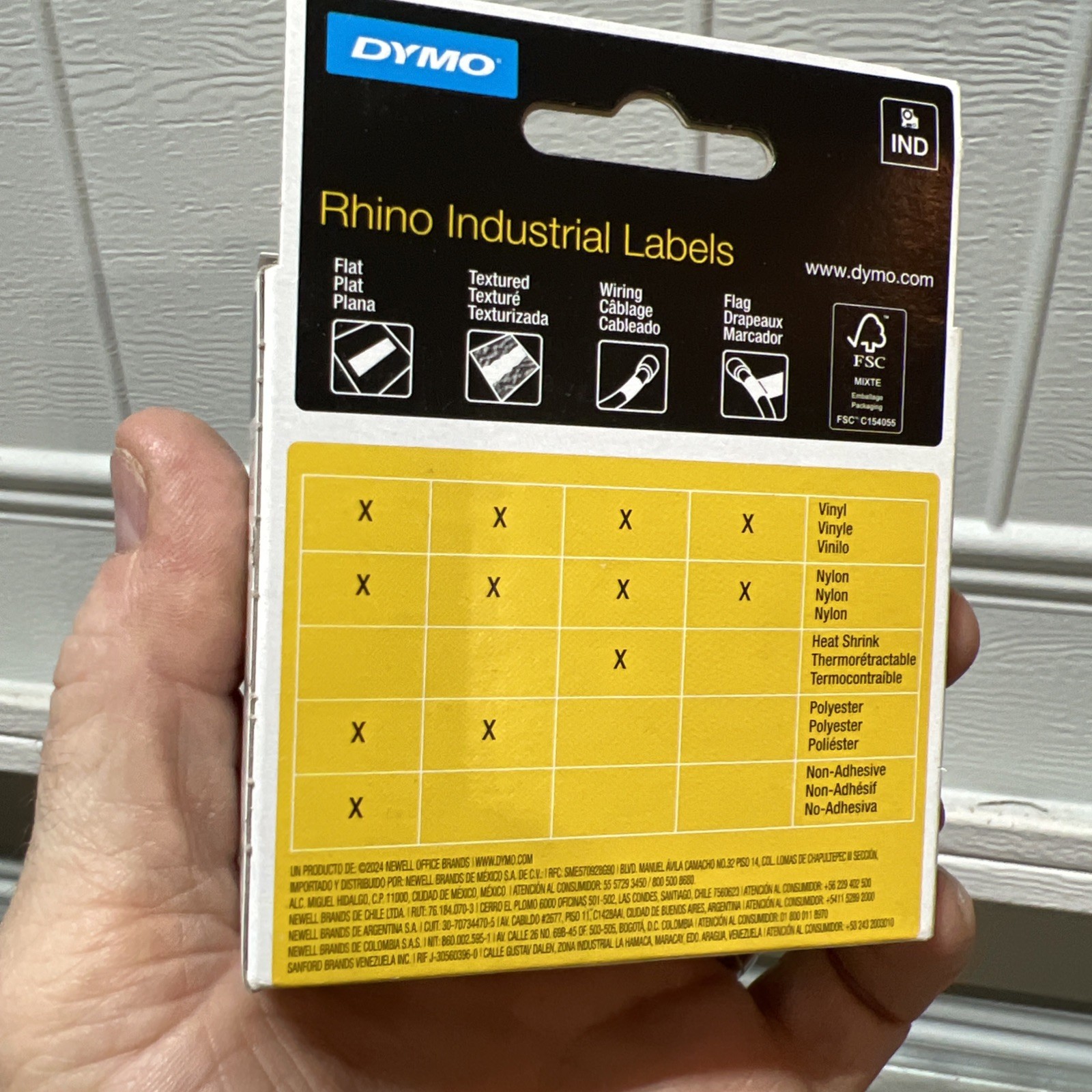 2PK Black on White Nylon Industrial Label 18489 for Dymo Rhino 4200 19mm Tape