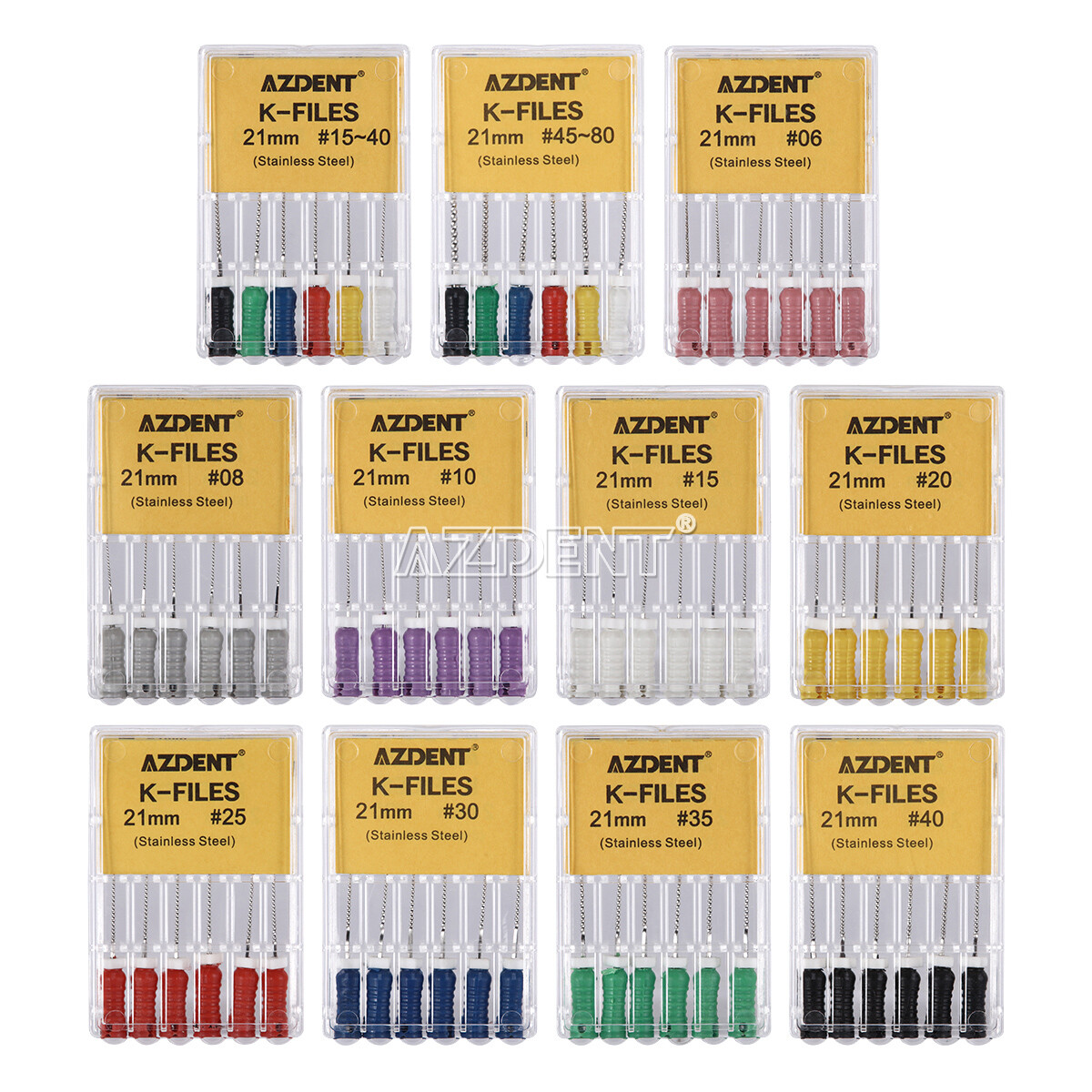 Dental Root Endodontic File Hand Use K-Files 25mm/21mm Stainless Steel 6pcs/box