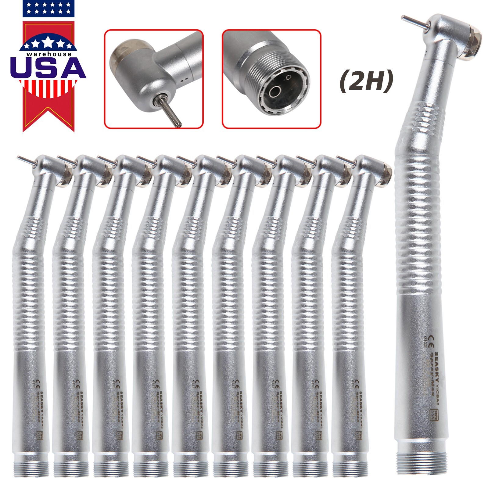 10 x Seasky Dental NSK Style High Speed Air Turbine Handpiece 2 holes borden
