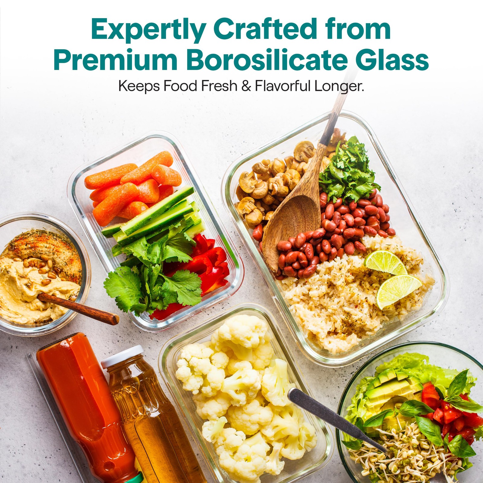 Serenelife 24 Piece Glass Storage Containers Lids 12 Pack Glass Meal Prep