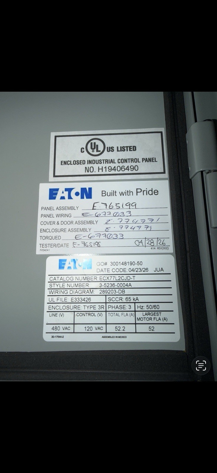 Eaton Ecx77l2cjd-T Combmotorstart, Therm, 480Vac, Selectswtch