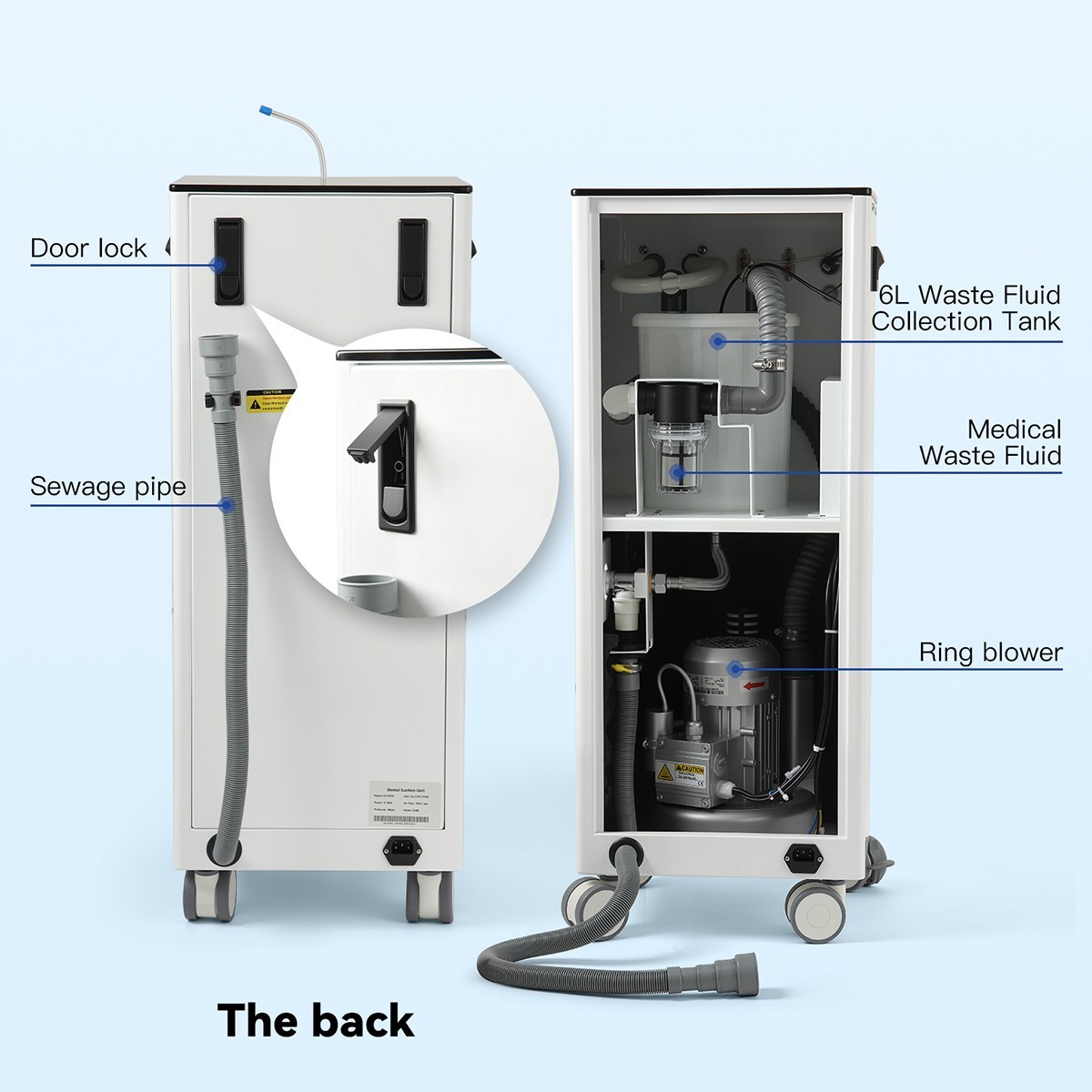 AZDENT Dental Portable Suction Unit System Negative Pressure Pump High Volume