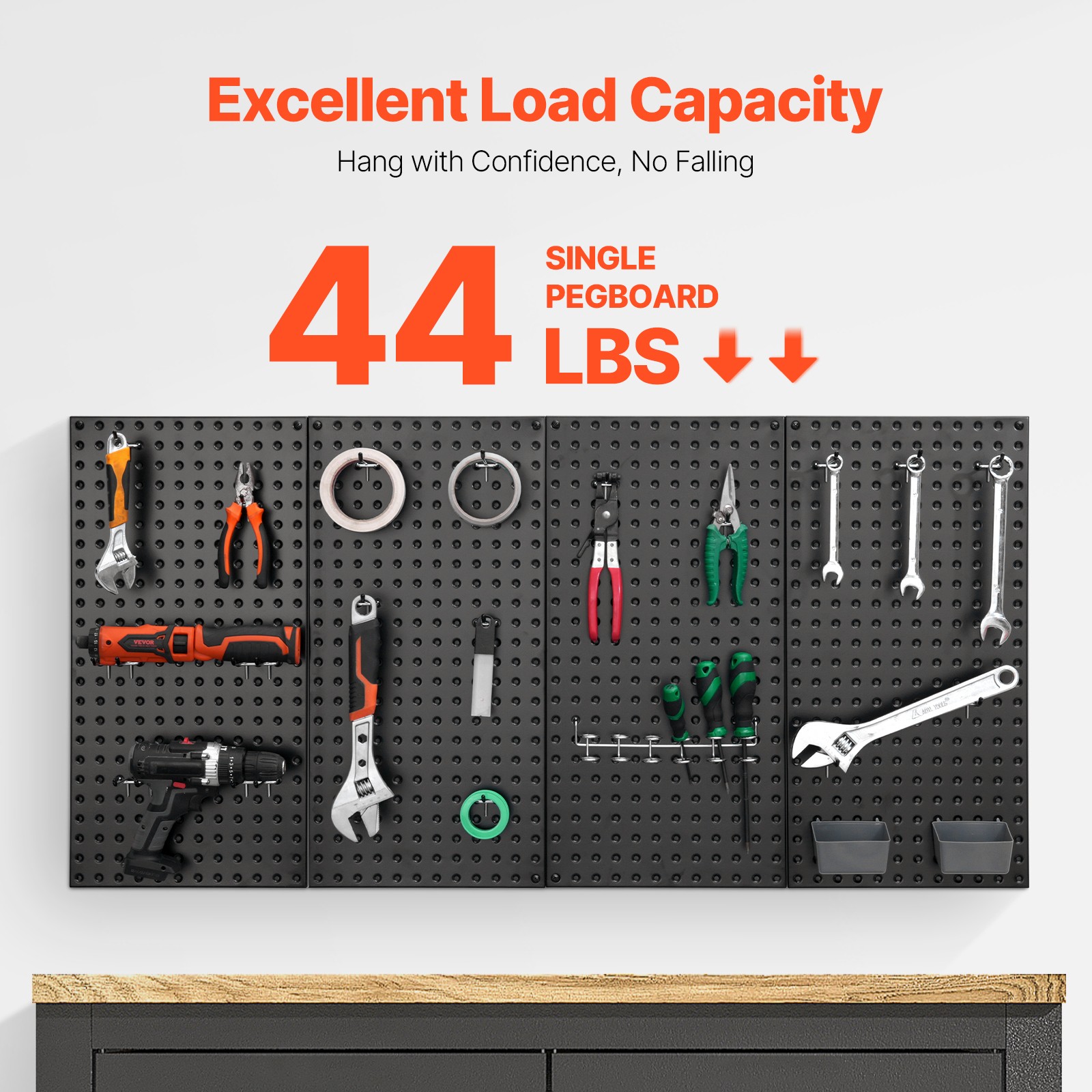 VEVOR Metal Pegboard Panels 4 Pcs 24″ x 12″ Wall Organizer for Garage Tool