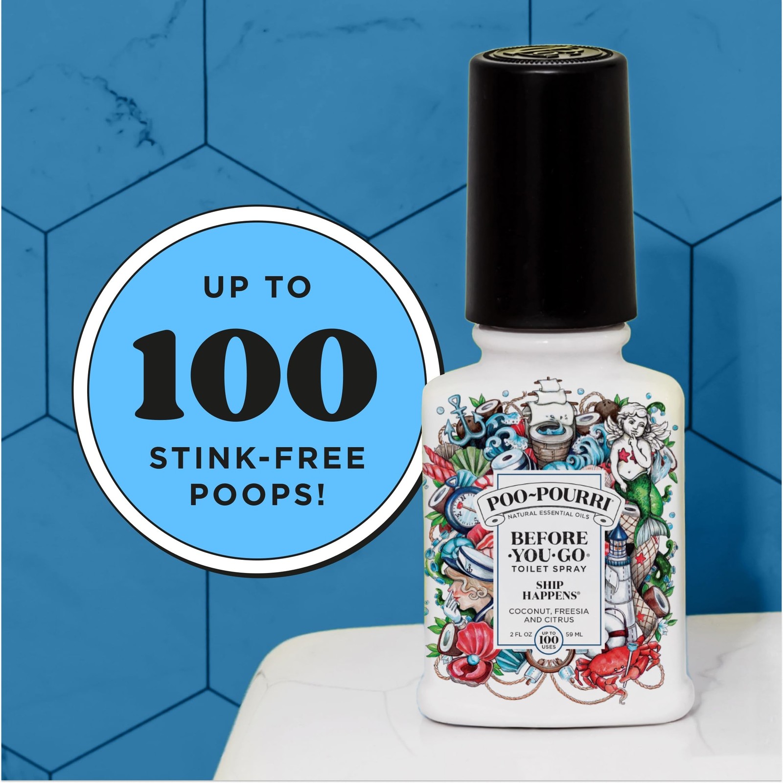 Poo-Pourri Before-You-Go Toilet Spray, Ship Happens, 2 Fl Oz – Coconut, Frees…