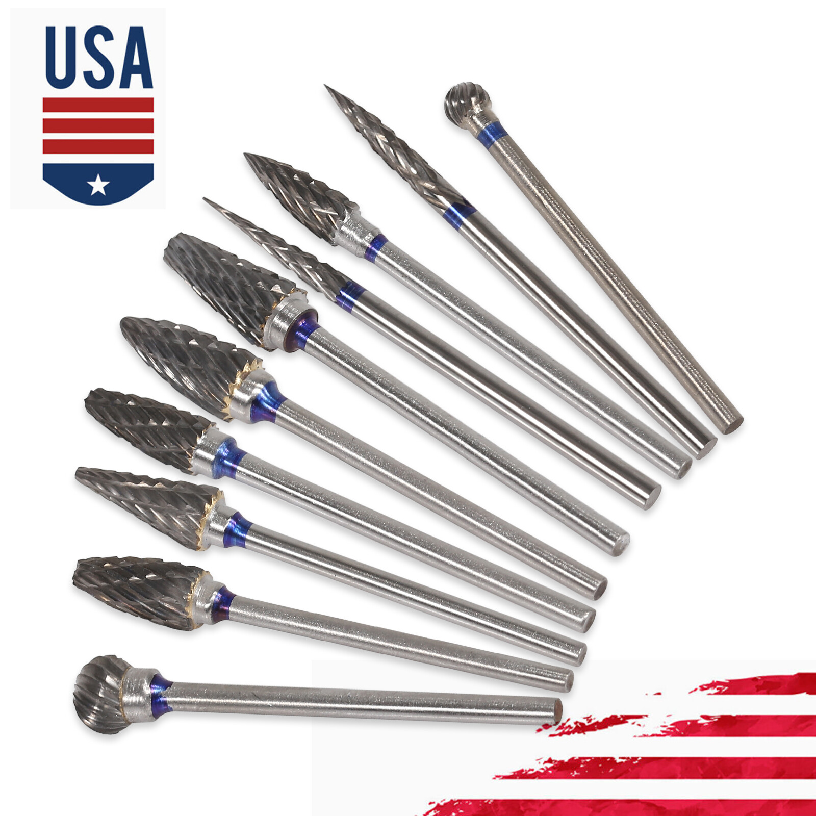 10pcs Dental Lab Polishing Bur Drills Tungsten Steel Carbide Burs HP 2.35MM ns