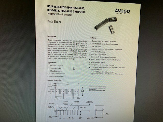 Avago HDSP-4832 LED Bar 10 Segments, Green, Yellow, Red, 2.1V 3.5mA, 15pcs
