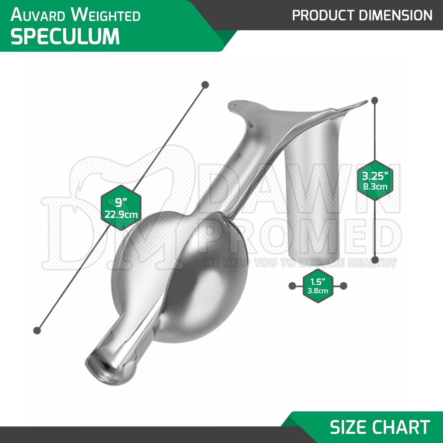 AUVARD Weighted Vaginal Speculum 9″ 3 lbs (1363g) OB/GYN Surgical Inst German Gr