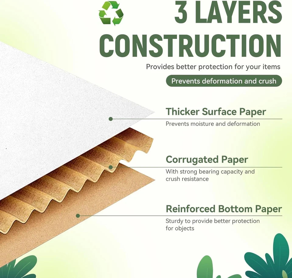 50 Pack 7″X5″X2″ Inch Small Shipping Boxes White Corrugated Cardboard Box for Sm