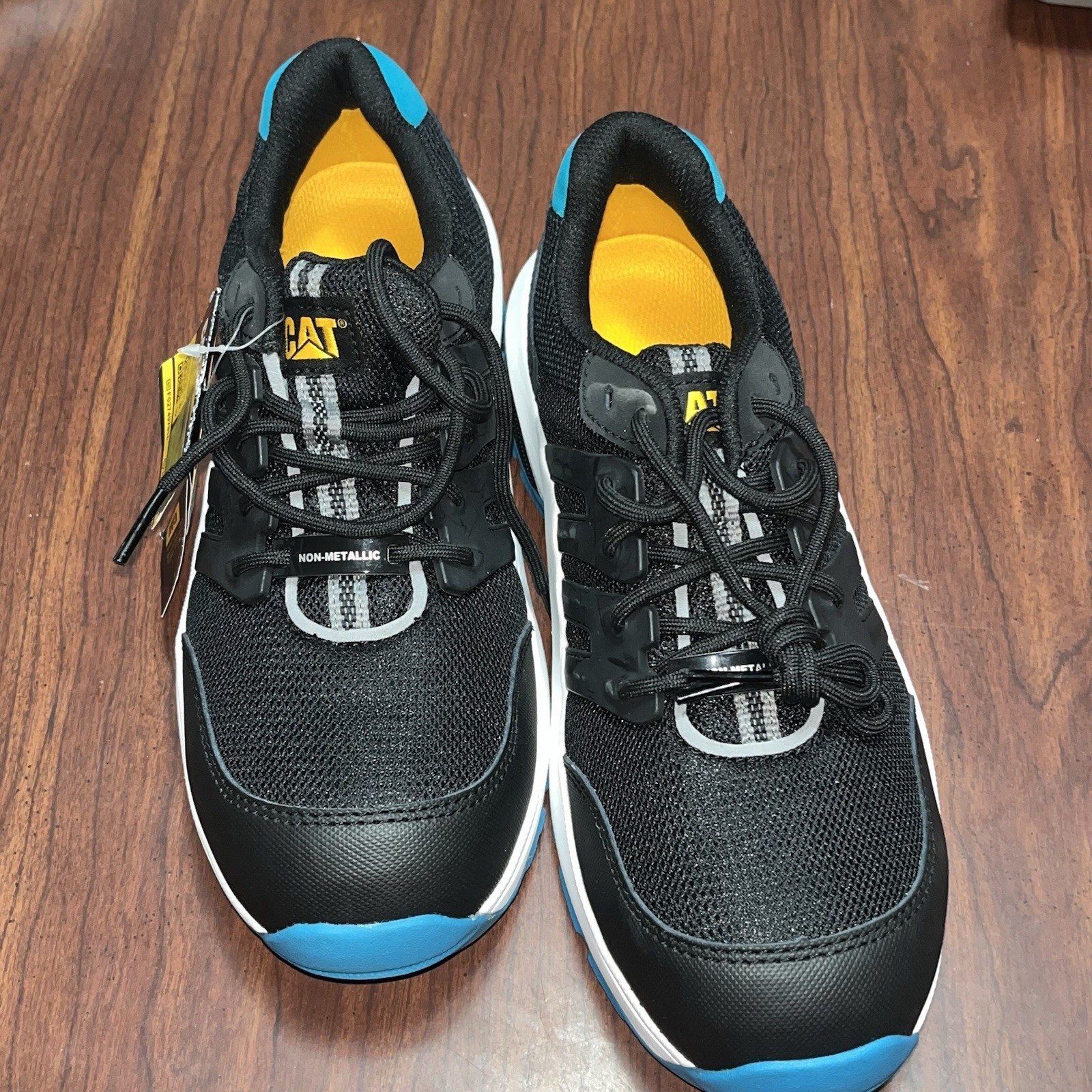Women’s Sz 7W CAT Streamline Safety Shoe Composite Toe Black/Blue Tennis Shoes