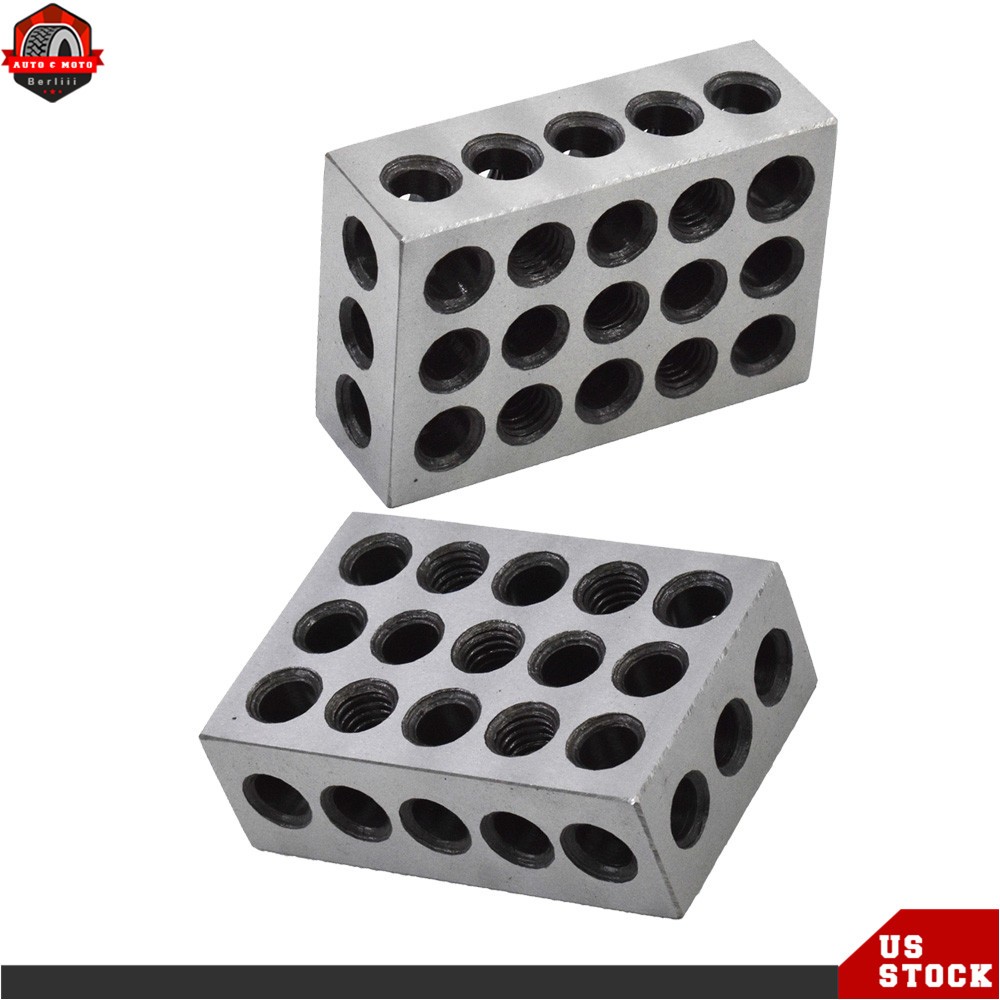 1-2-3 Blocks 23 Holes .0002″ Machinist 123 Jig 1 Matched Pair High Precision US