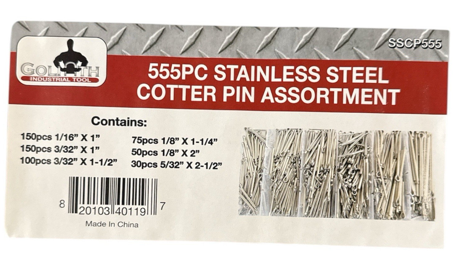 555pc Goliath Industrial Stainless Steel Cotter Pin Assortment Kit ~ SSCP555
