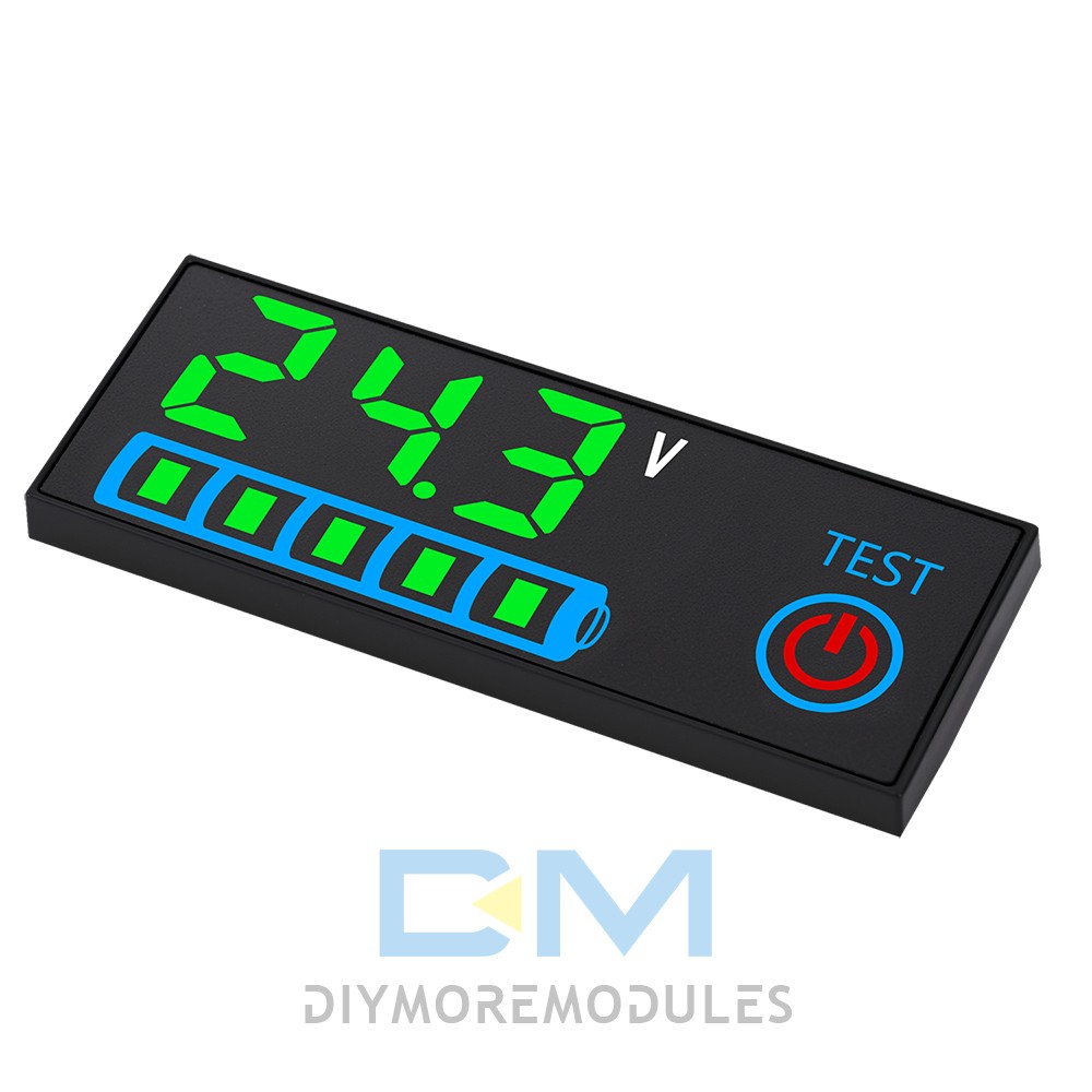 LED Voltage Acid/Li-ion Battery Level Indicator Display Panel w/Power-Off Memory