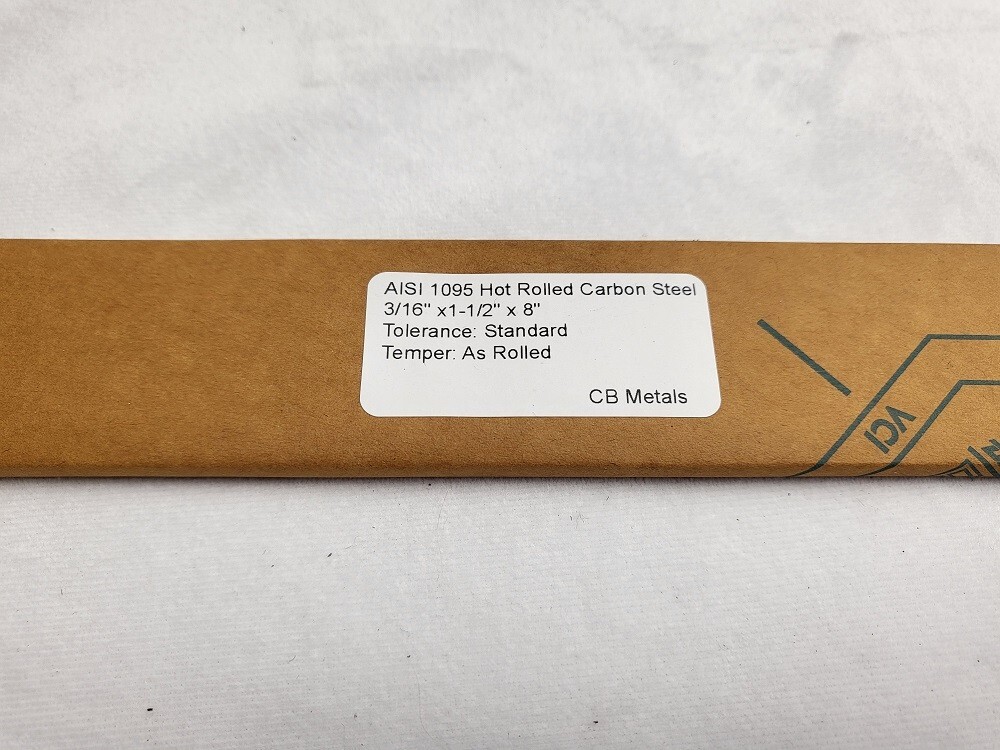 1095 Hot Rolled Carbon Steel 3/16″ x 1.5″, 8″ bar, Knife Making Stock, Billet