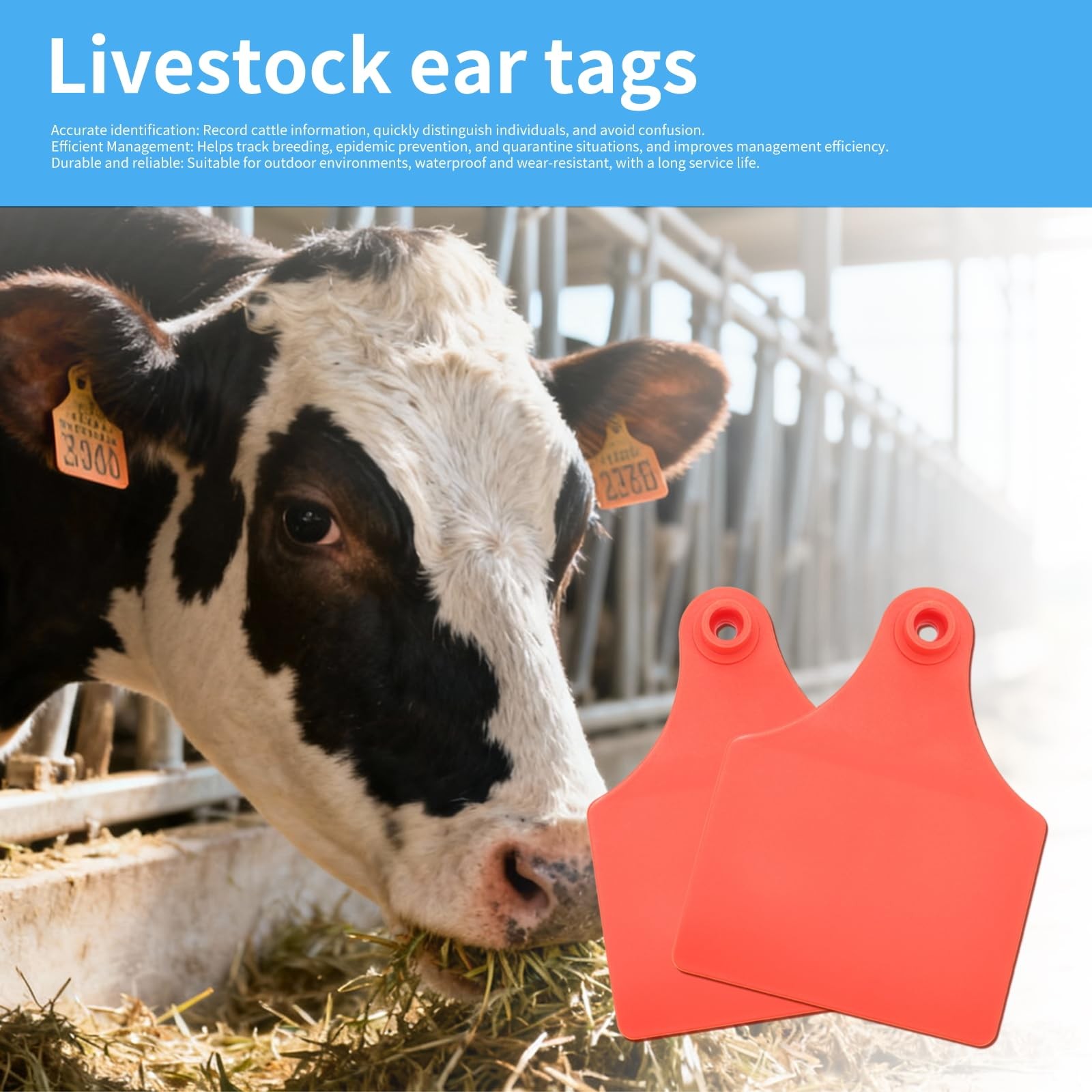100pcs Farm Animal Ear Tags Numbered 001-100 Livestock Identification for Cat…