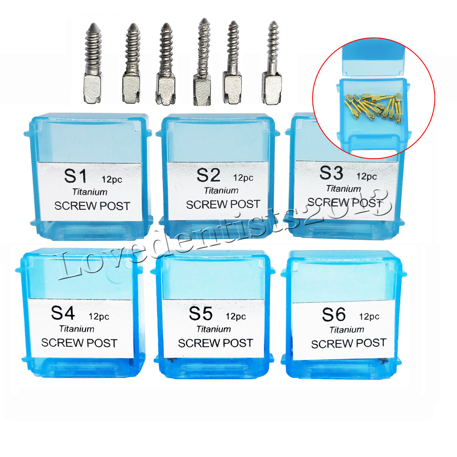 12Pcs/Box Dental Screw Posts Endodontic Gold Plated Conical Kits Refill All Size