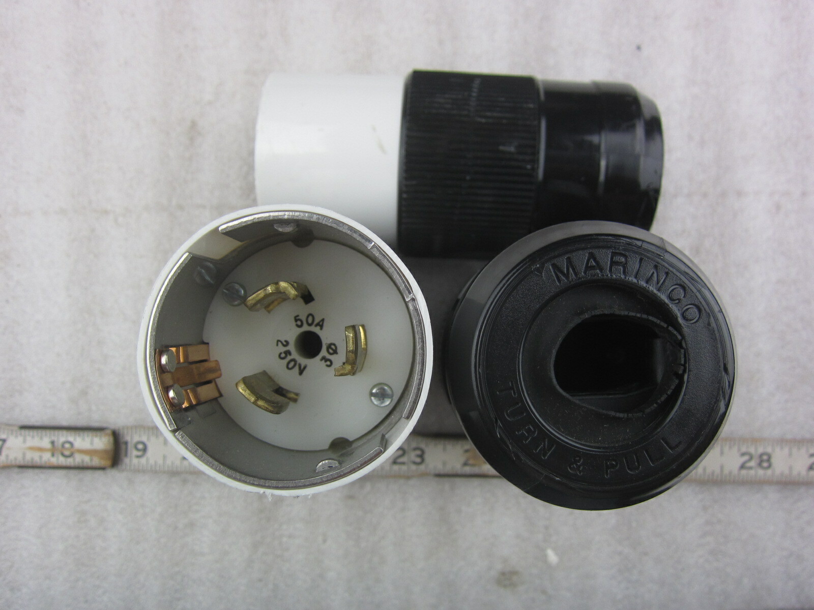 Marinco 50A 250V 3Ø Hubbell CS-8365 Style Locking Plug Non-NEMA, Used