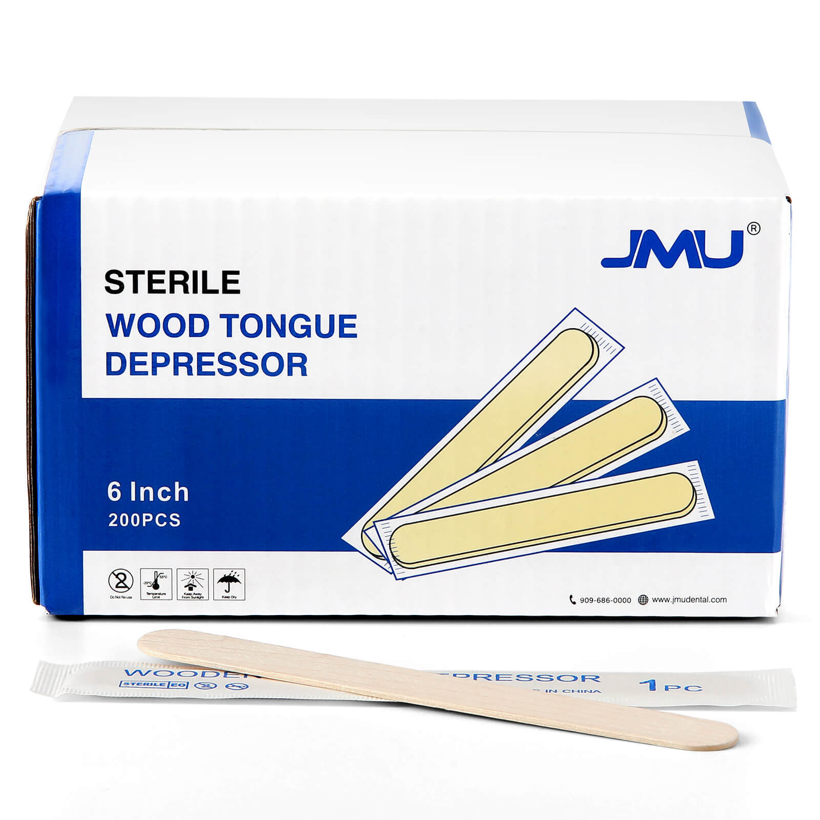 JMU Sterile Wooden Tongue Depressor 6” Waxing Spatula Stick Craft(Choosing Qty)