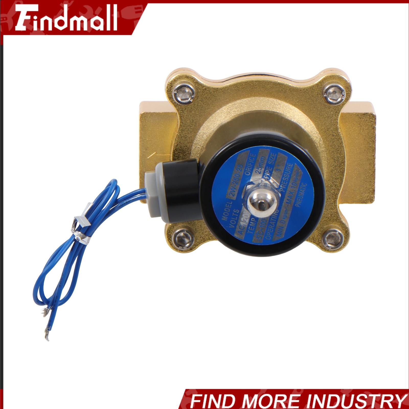 Findmall 110V 120V Volt AC Electric Solenoid Valve Brass Water Air Gas NC 1″ NPT