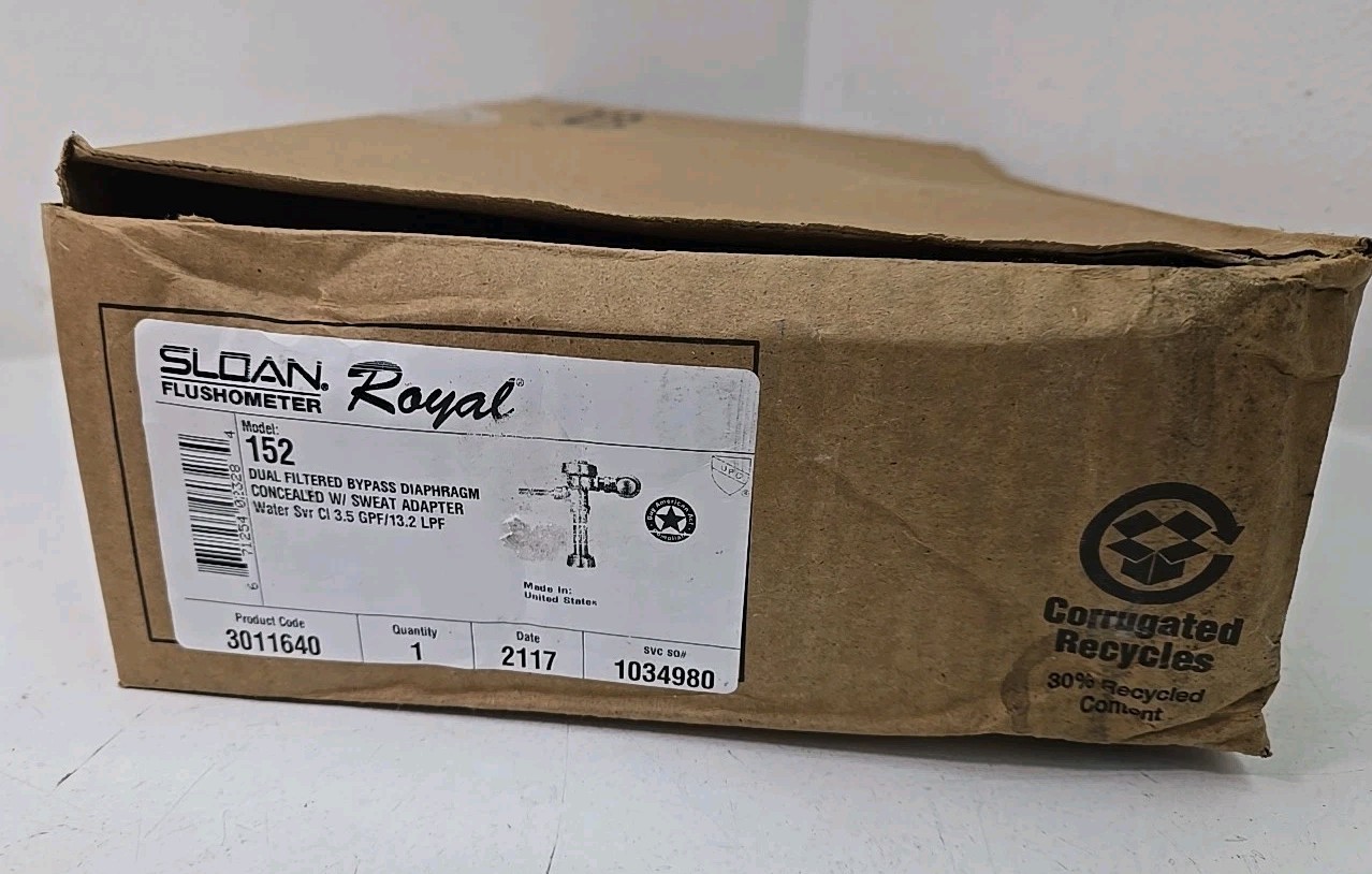 SLOAN Royal Flushometer Model 152 Dual Filtered Bypass Concealed 3.5 GPF 3011640