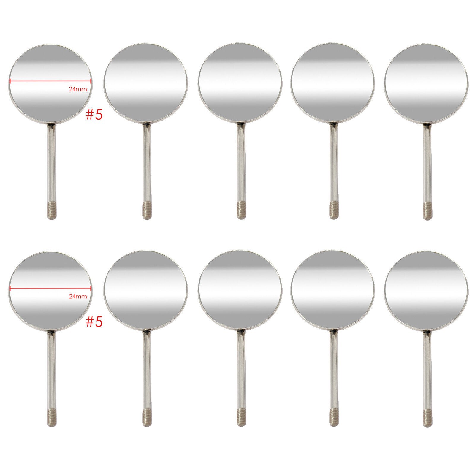 Dental Premium 12 x Mouth Mirror Heads Simple Stem #5 Plain Espejo de boca plano