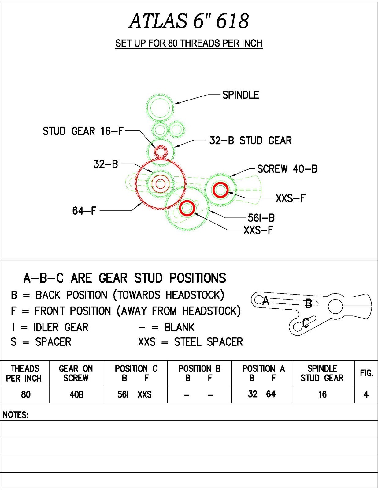 6″ Back-Geared Screw-Cutting Lathe Operator Instr. Manual Fits Atlas Model 618
