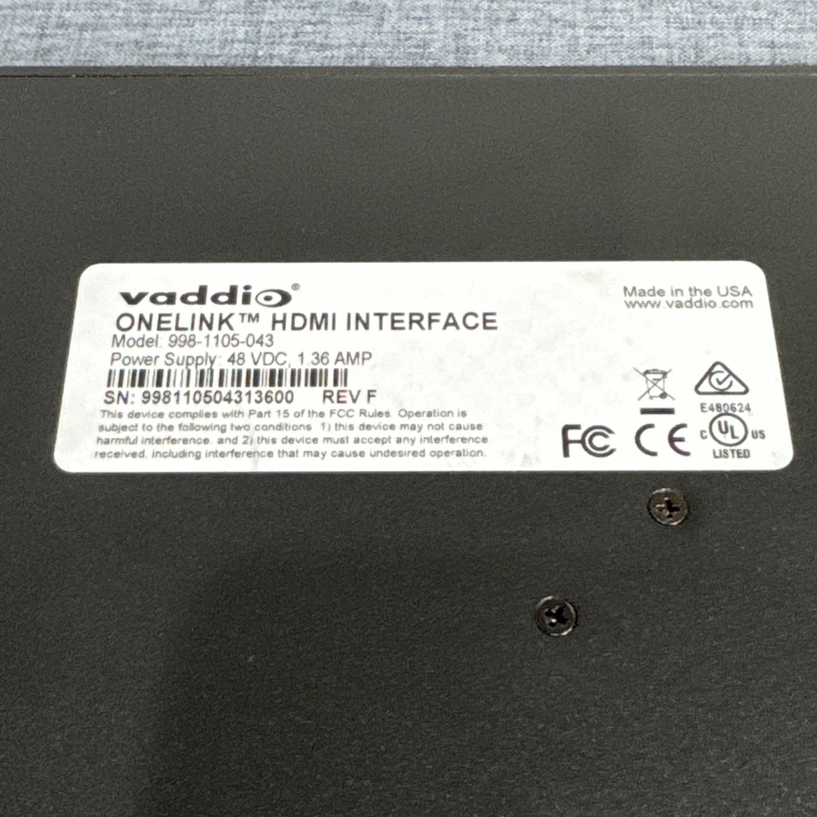 Vaddio OneLINK 1 Set HDMI Interface 998-1105-043