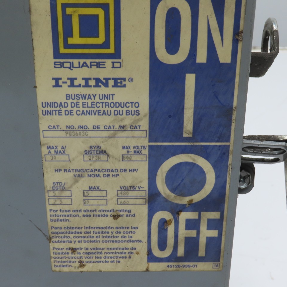 Square D I-Line PQ3603G 30A 3 Pole Fusible Busway Switch 600V