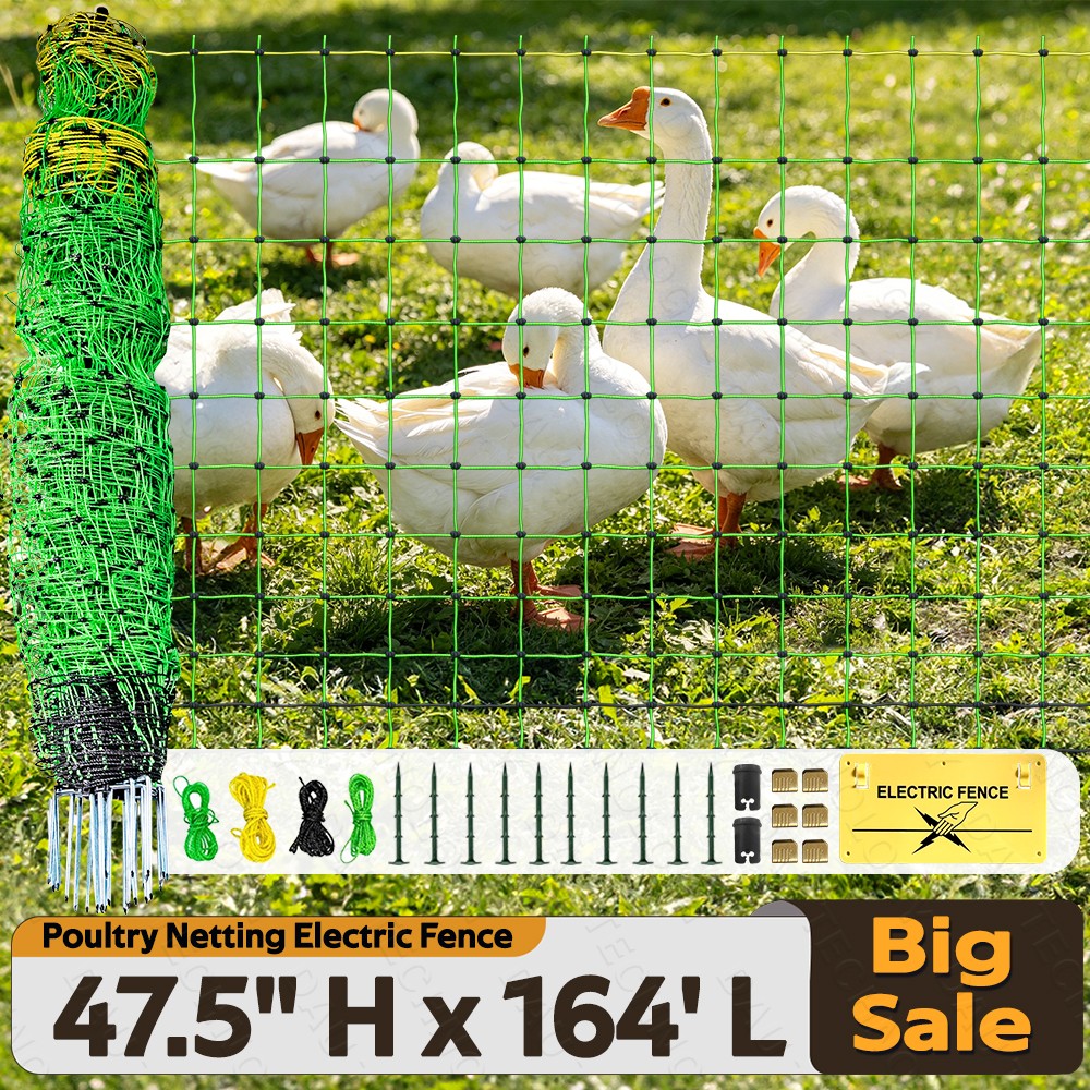 Portable Electric Poultry Netting, 47.5″x164′ Livestock Mesh Fencing for Poultry