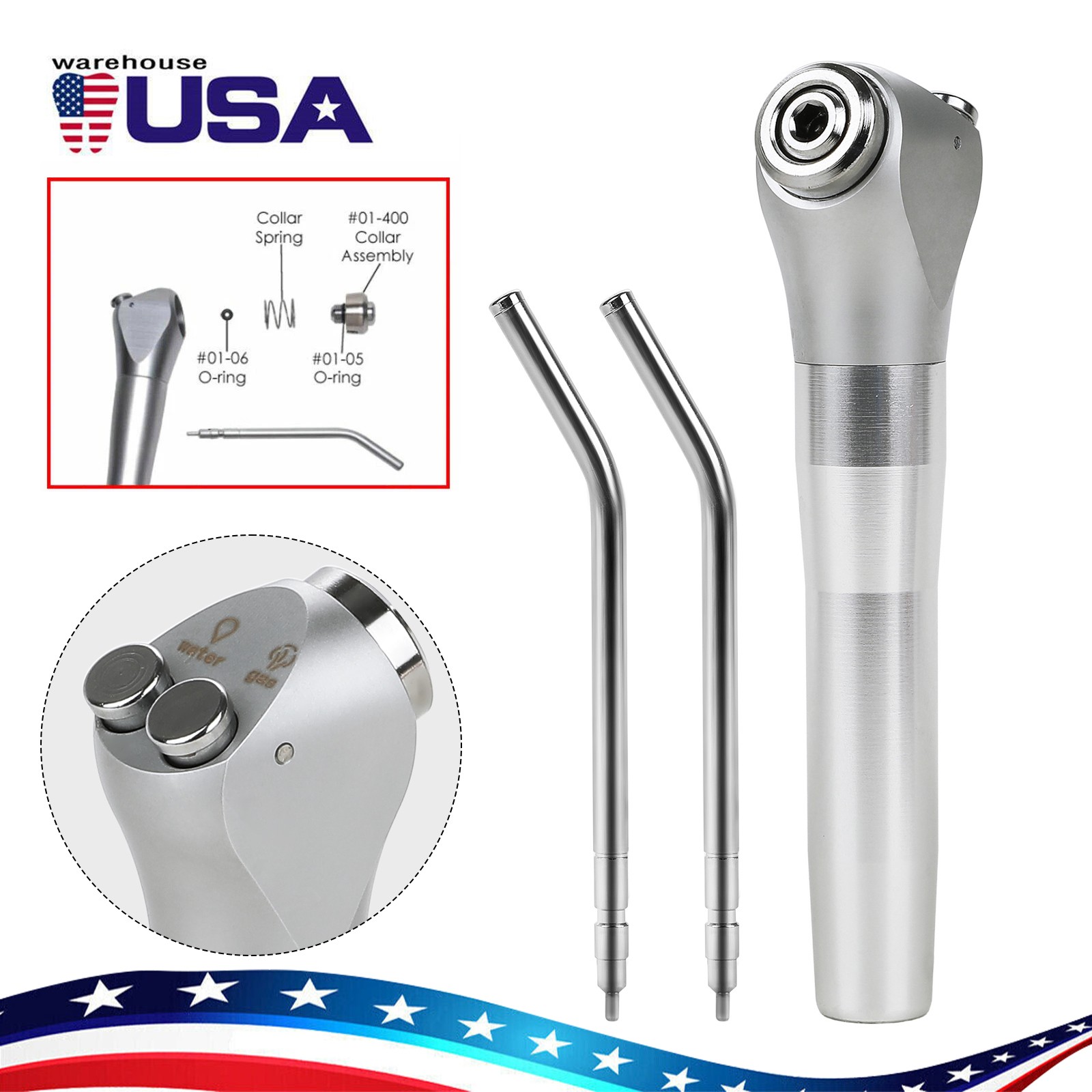 Dental Triple Way Syringe Air Water Spray Handpiece/Disposable Nozzles Tips Tube