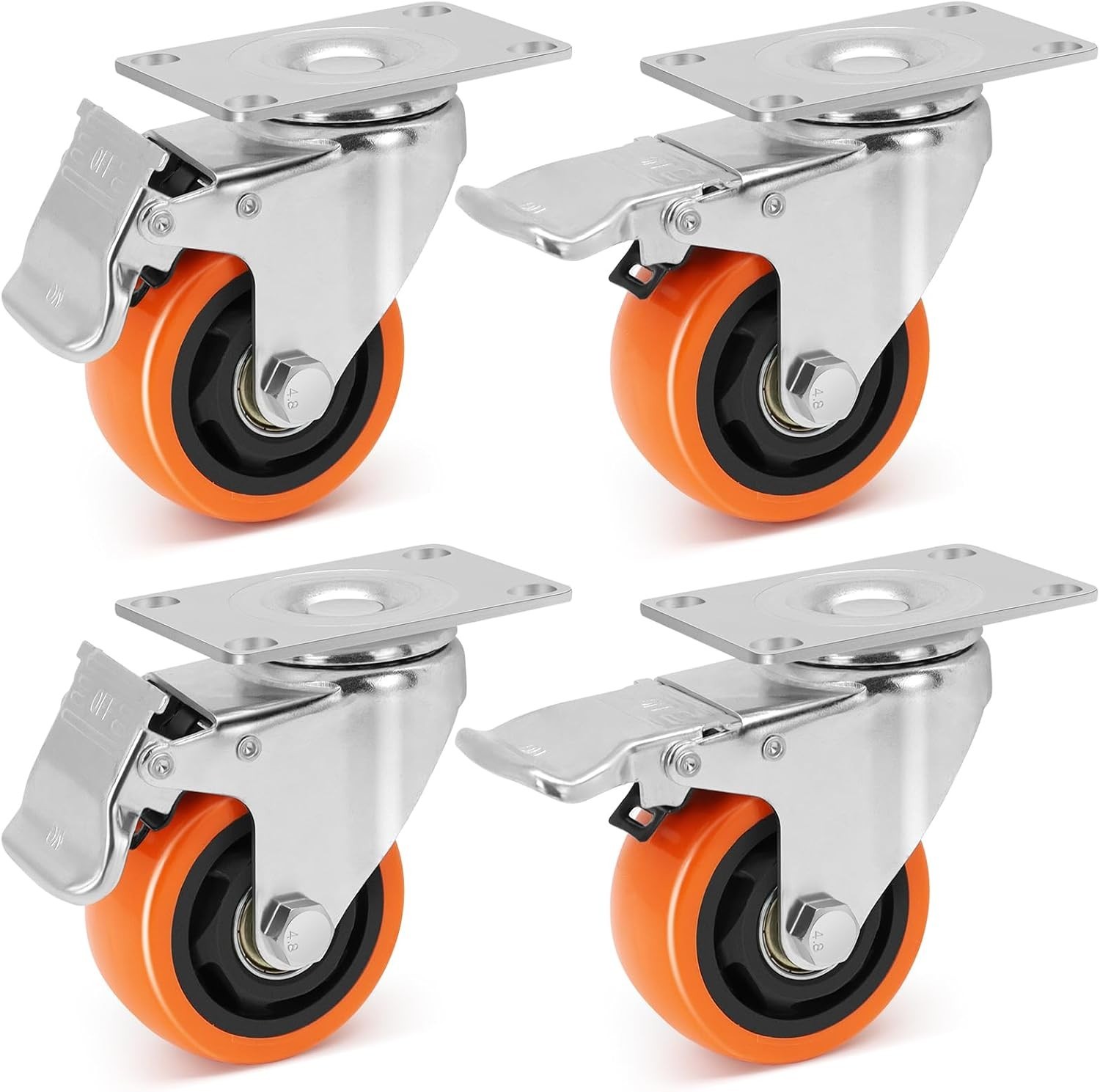 WBD WEIBIDA 3 Inch Swivel Caster Wheels With Brake Set Of 4 1000 Lb
