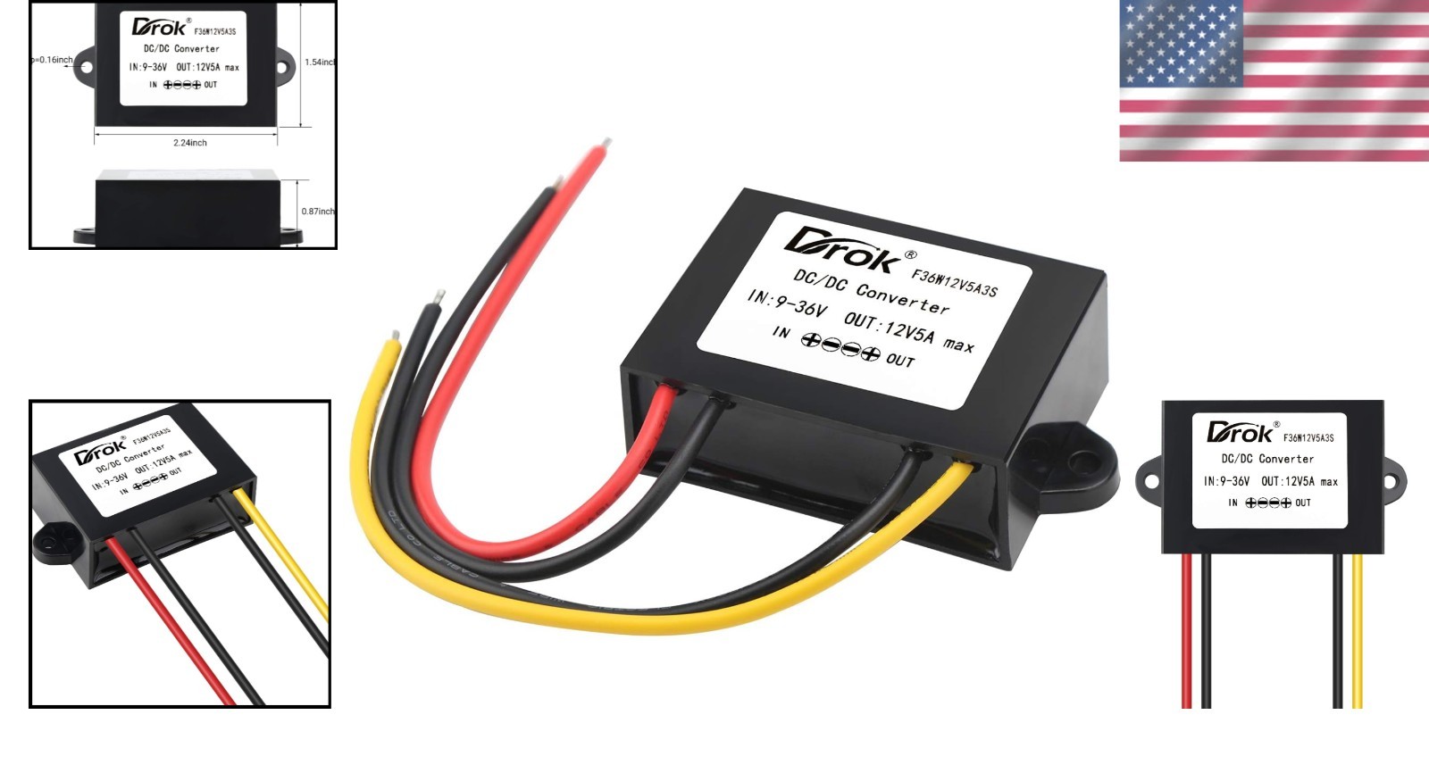Durable 12V Step-Up/Step-Down Voltage Regulator for Electronics & Car Audio