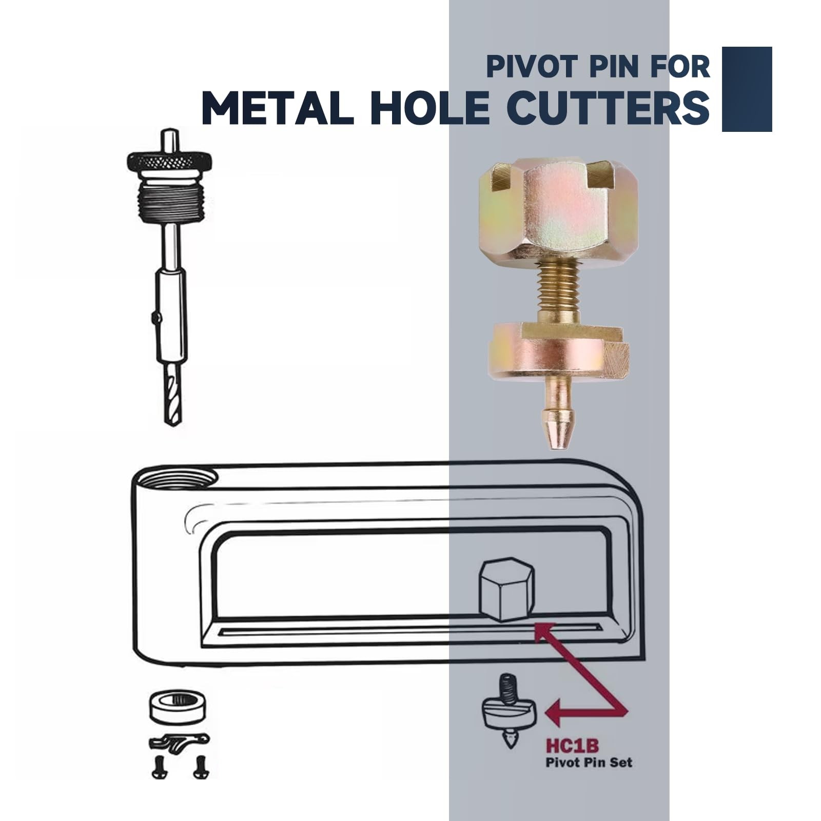 HC1B Pivot Pin Set Compatible with Malco HC1 and HC2 51mm x 6.35mm, Gold