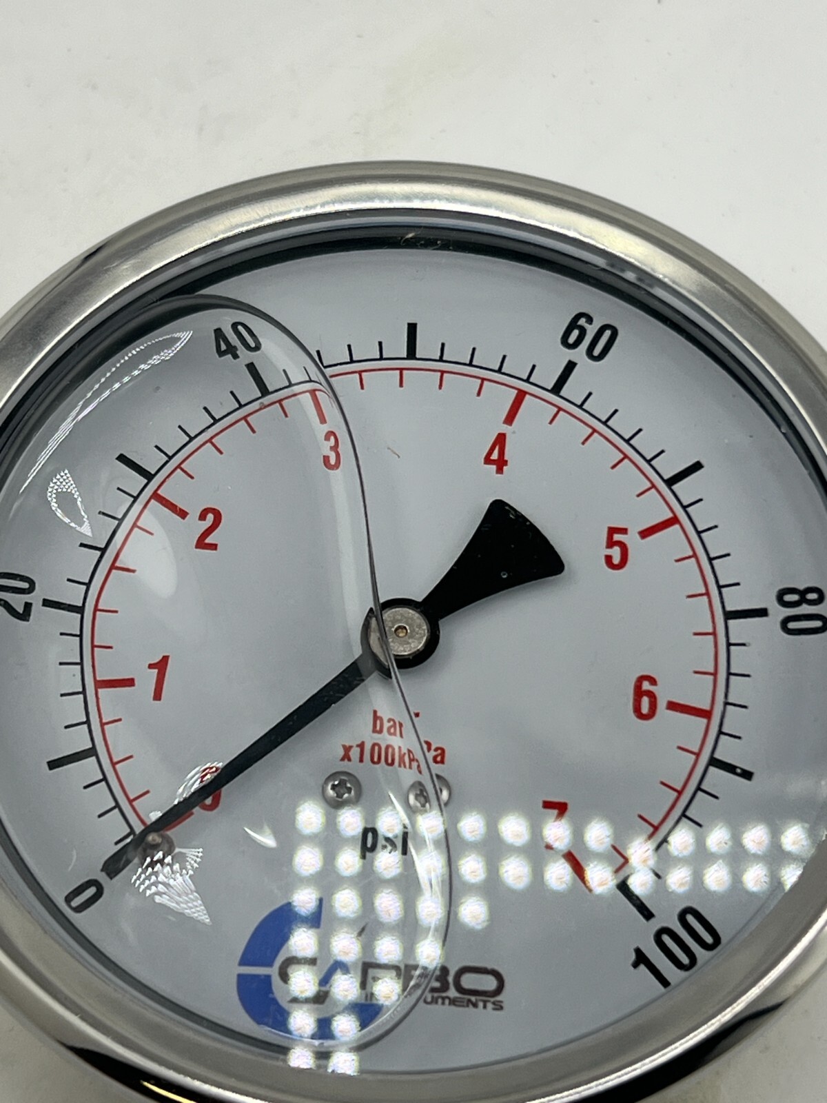 CARBO Instruments Pressure Gauge Steel Case Liquid Filled 0-100 psI