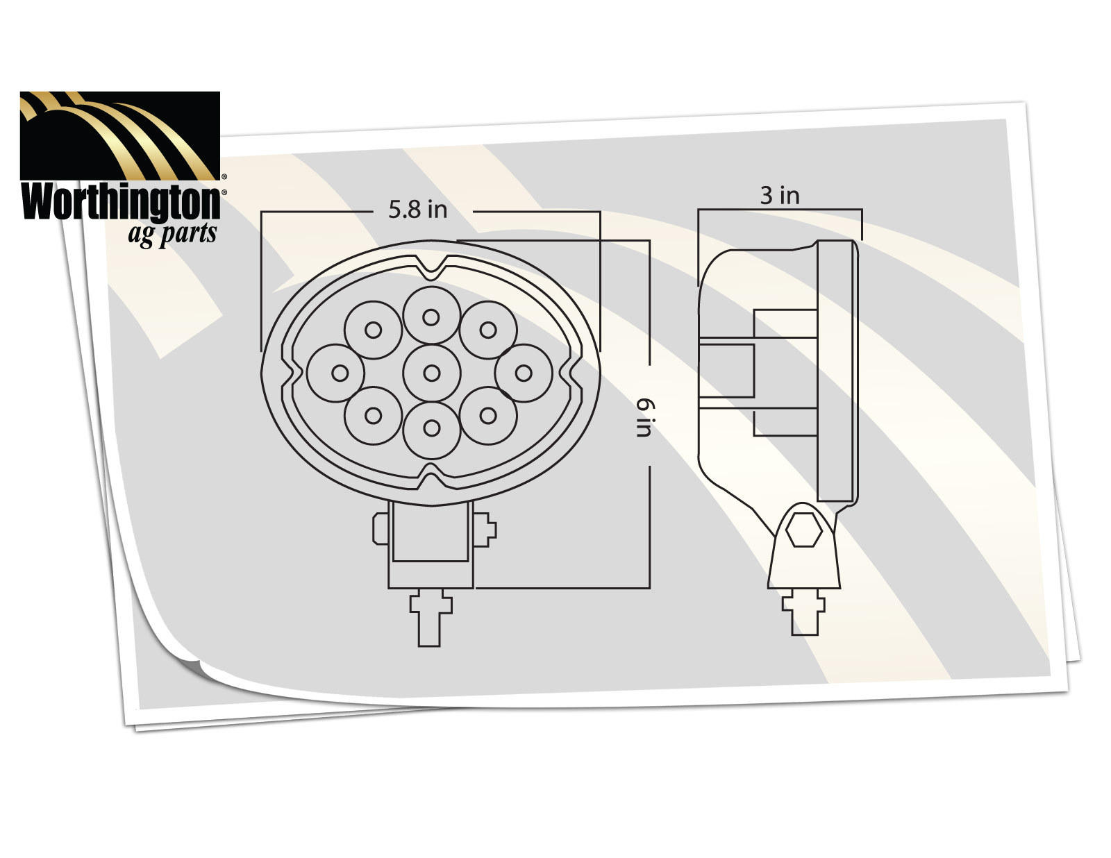 LED-630F LED Oval Cab Light 9-32V 27 Watt LED Flood Beam 1900 Lumens