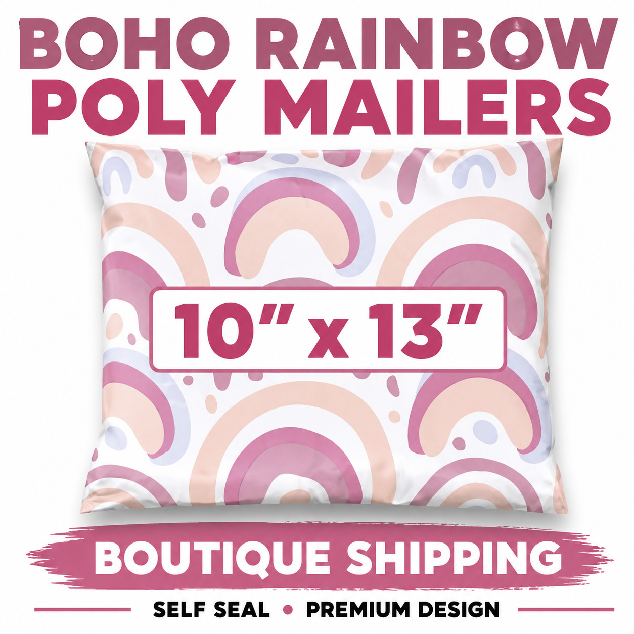10×13 Boho Rainbow Designer Poly Mailers Self Seal Boutique Packaging