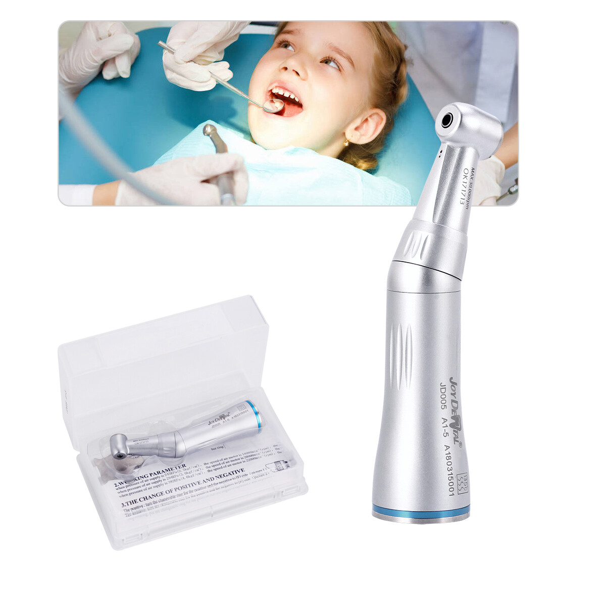 Dental Inner Water Spray Contra Angle Air Motor Low Speed Handpiece 4Hole