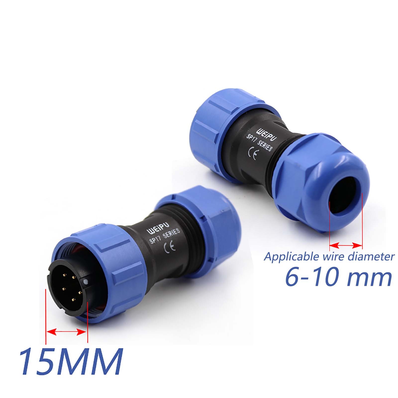 2 – 10 Pin IP68 Waterproof Inline Cable Coupler Plug Socket Connector SP17