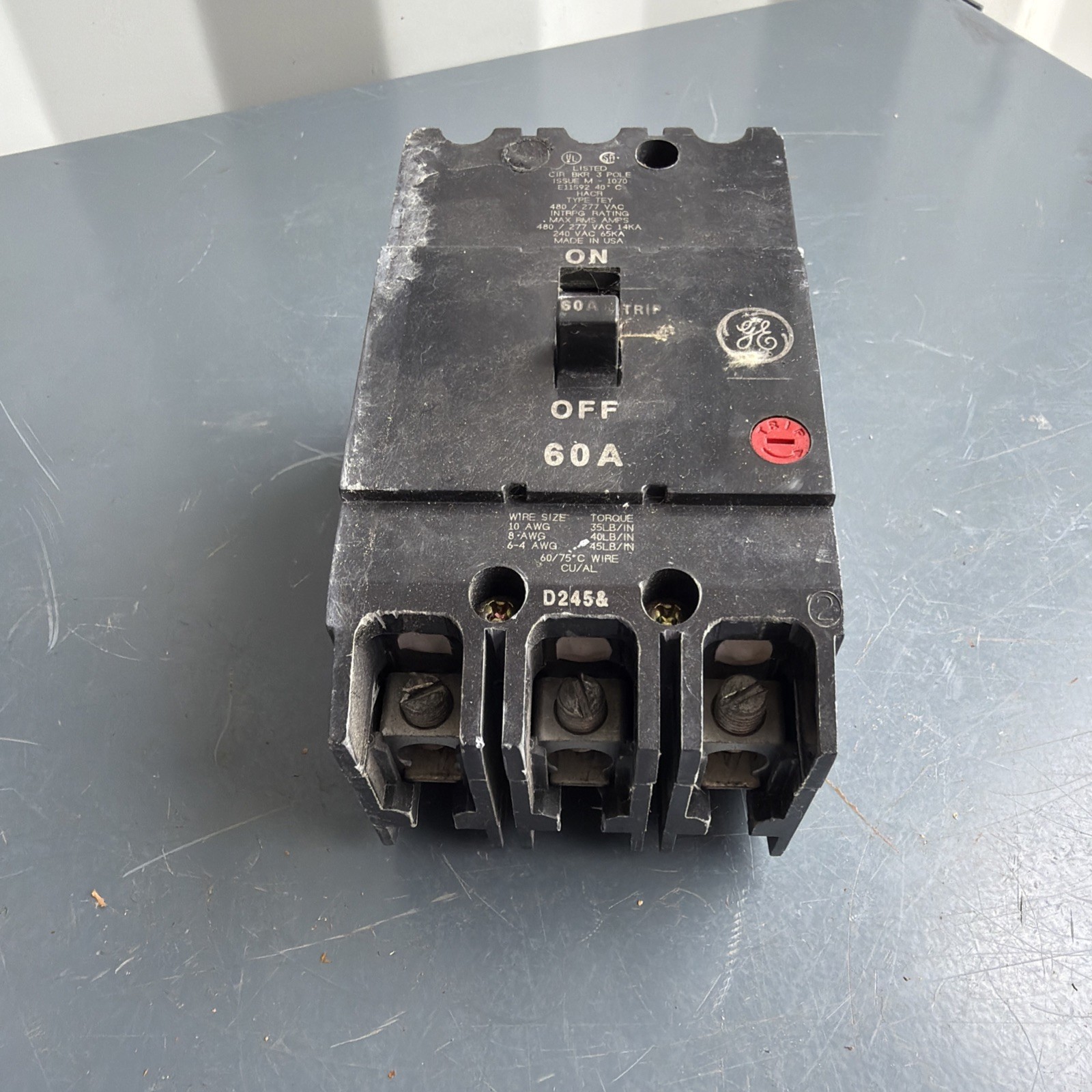 General Electric GE TEY360 3 Pole 60 Amp 480/277V TEY Circuit Breaker