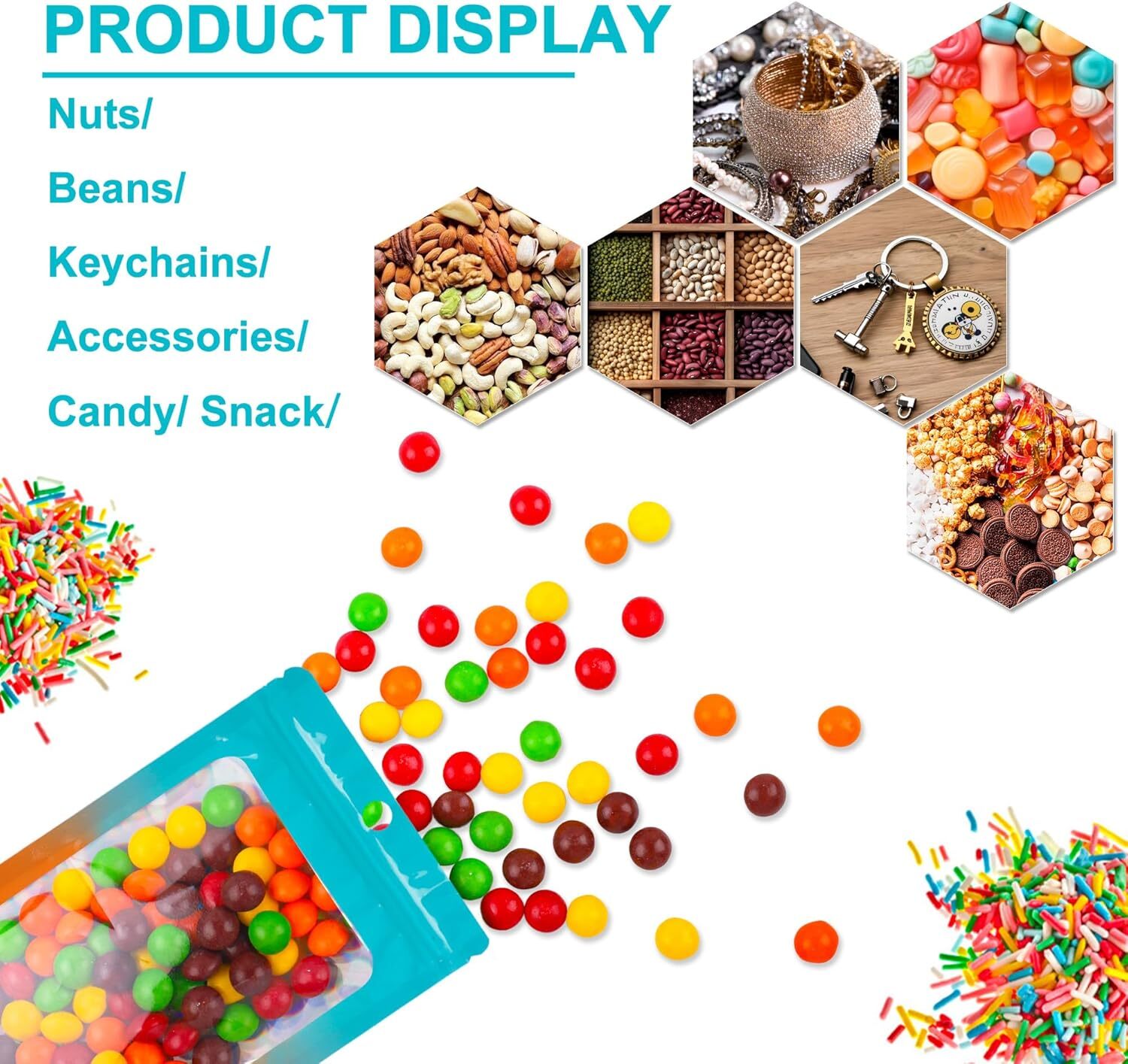 100 Holographic Mylar Foil Bags Smell Proof Resealable Zip Seal Pouches Gradient