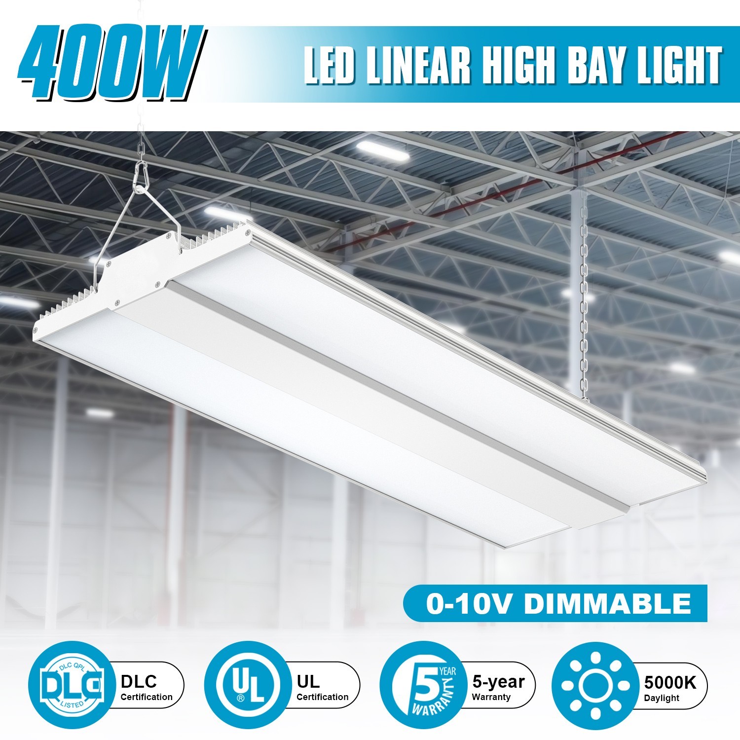 Super Bright 400W 60000LM 2.2FT LED Linear High Bay – Shop Warehouse Lighting