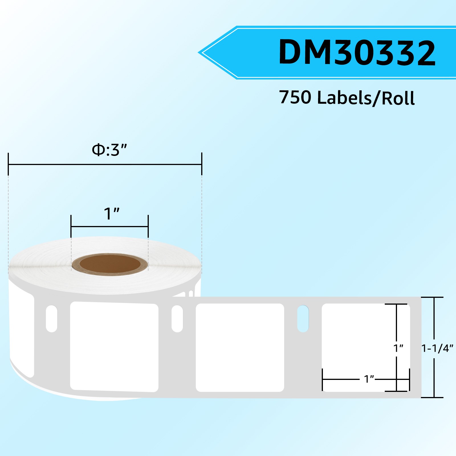 1 Roll 750 Small Multi-purpose Label 30332 for Dymo LabelWriter 450 400 1″ x 1″