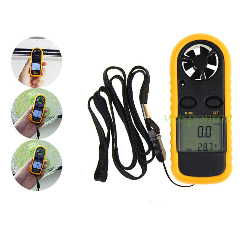 LCD Speed Wind Meter Scale Digital Temperature Anemometer Thermometer