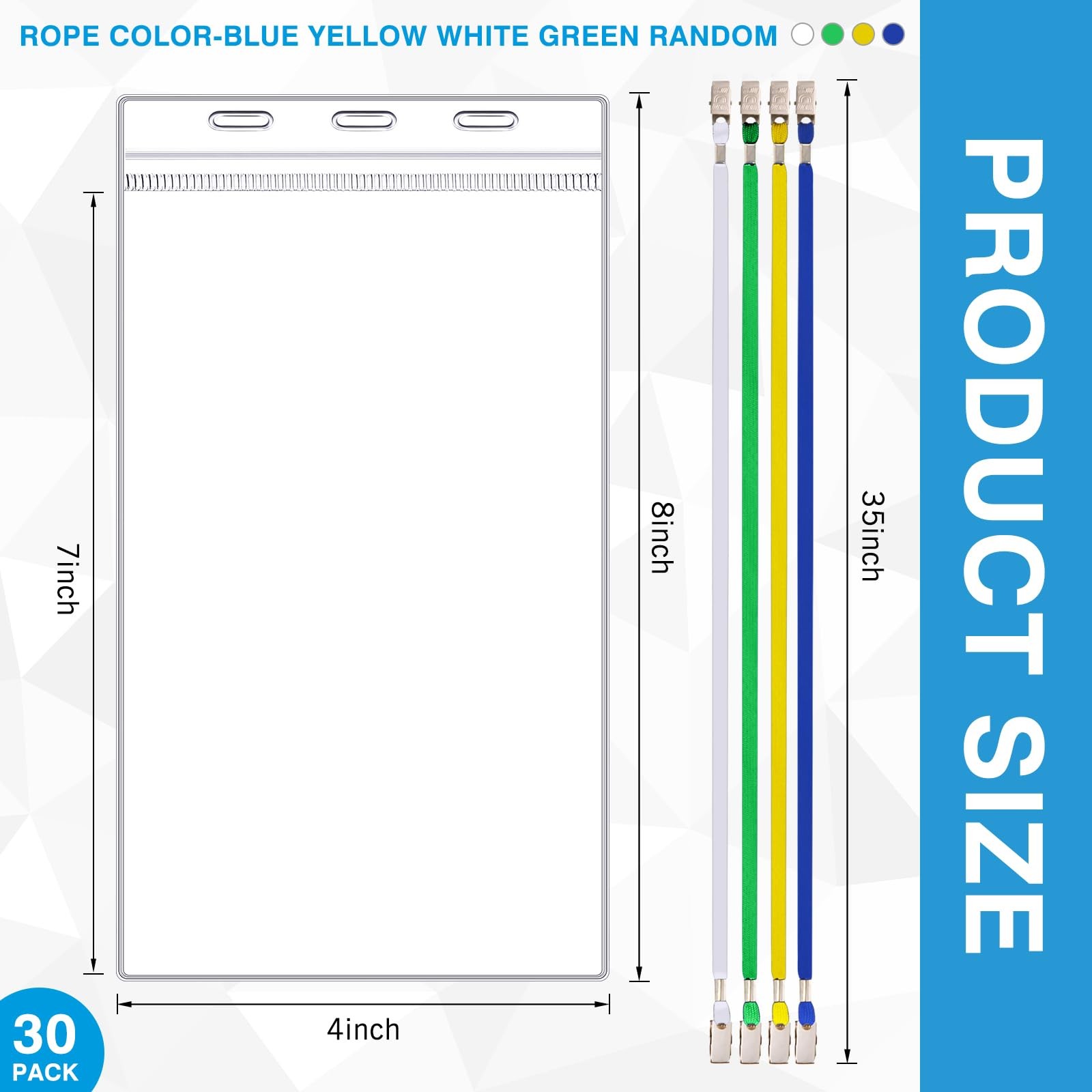 Patelai 30 Pcs Extra Large 4 x 8 4 x 8 inches, Blue, Yellow, White and Green