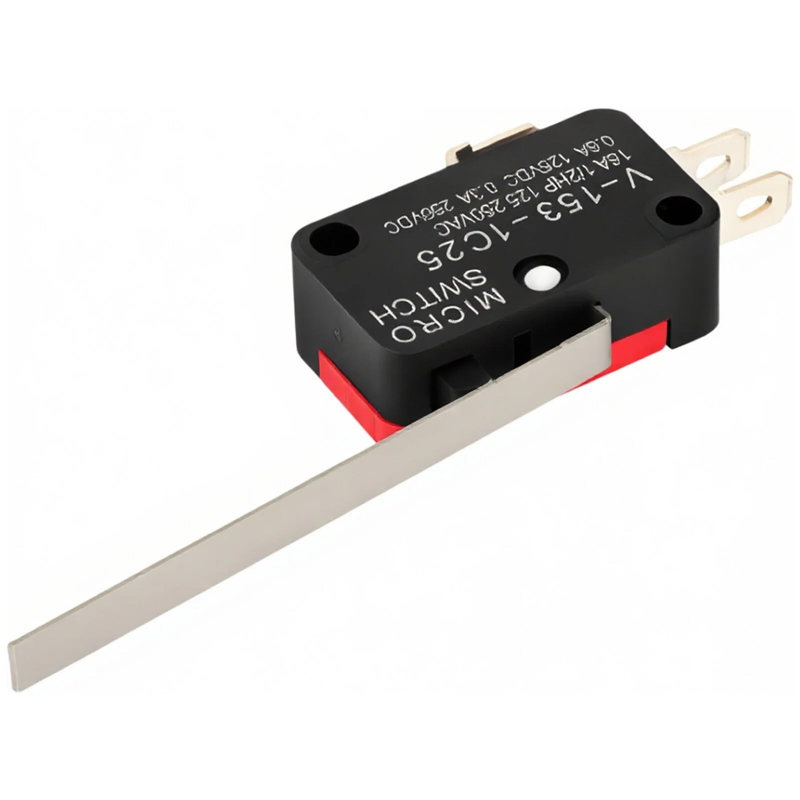 12 Pcs Micro Limit Switch with Long Hinge Lever (V-153-1C25), Black