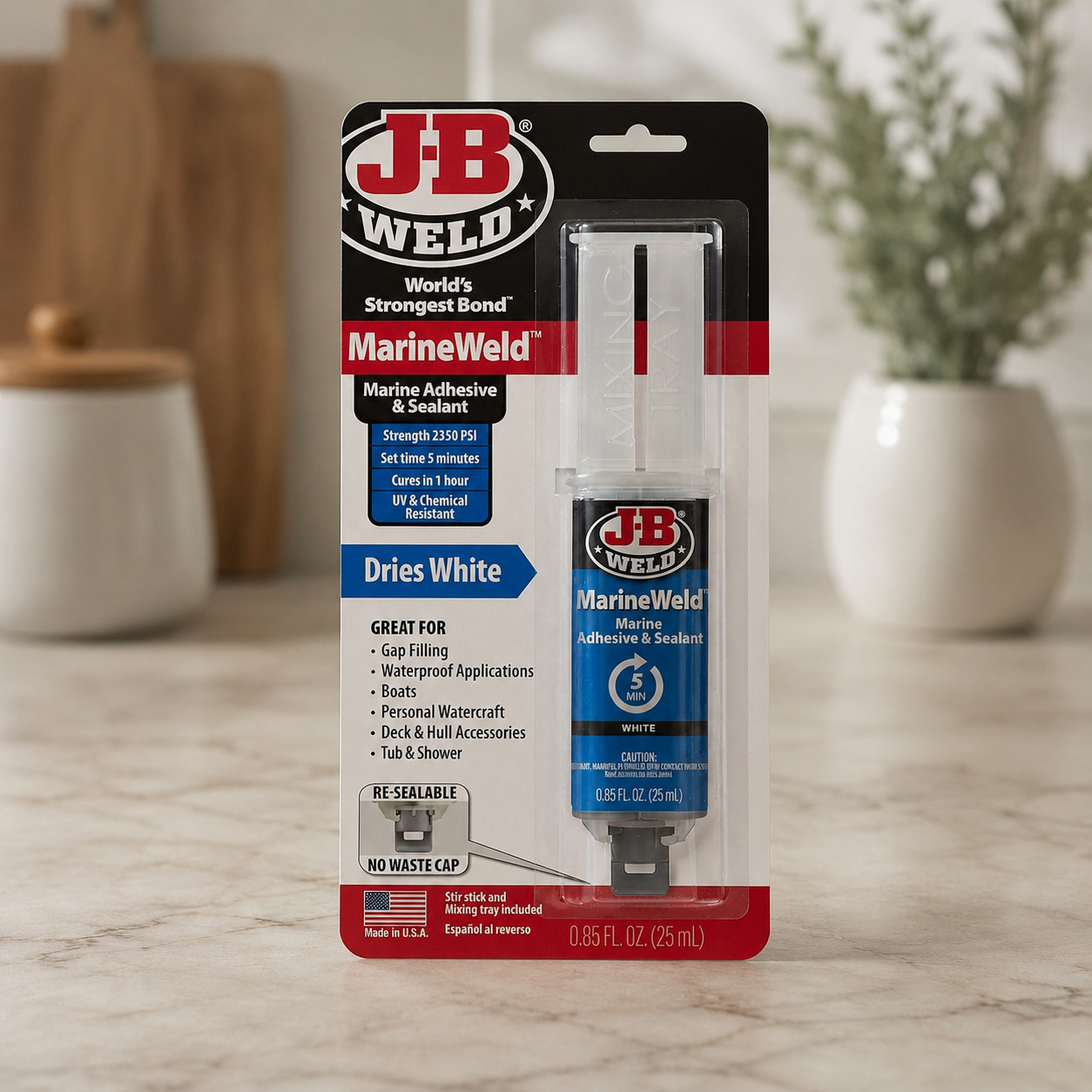 J-B Weld 50172 MarineWeld Syringe Quick-Setting Epoxy Glue – 25 ml.