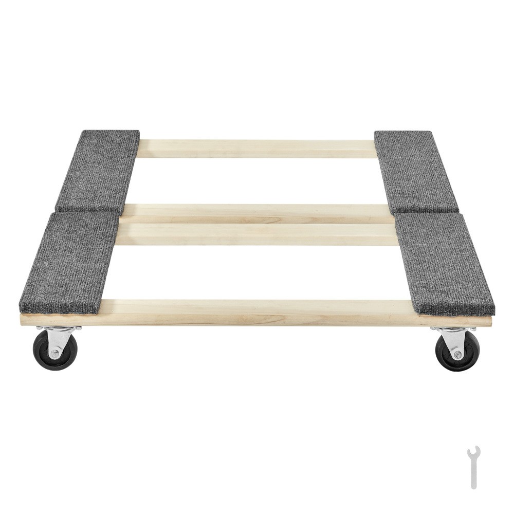 2Pcs Hardwood Furniture Dolly 1000LBS 18″×30″ 3″ PP Swivel Casters