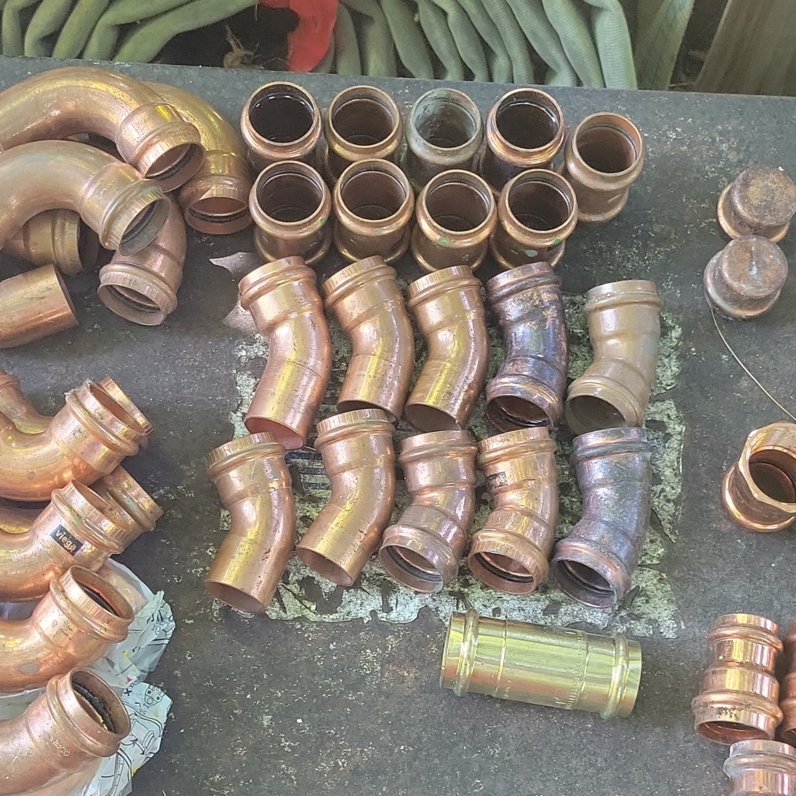 Copper Propress 1 1/4″ Inch Lot Of Fittings Tees 90s Adapter coupling Valve READ