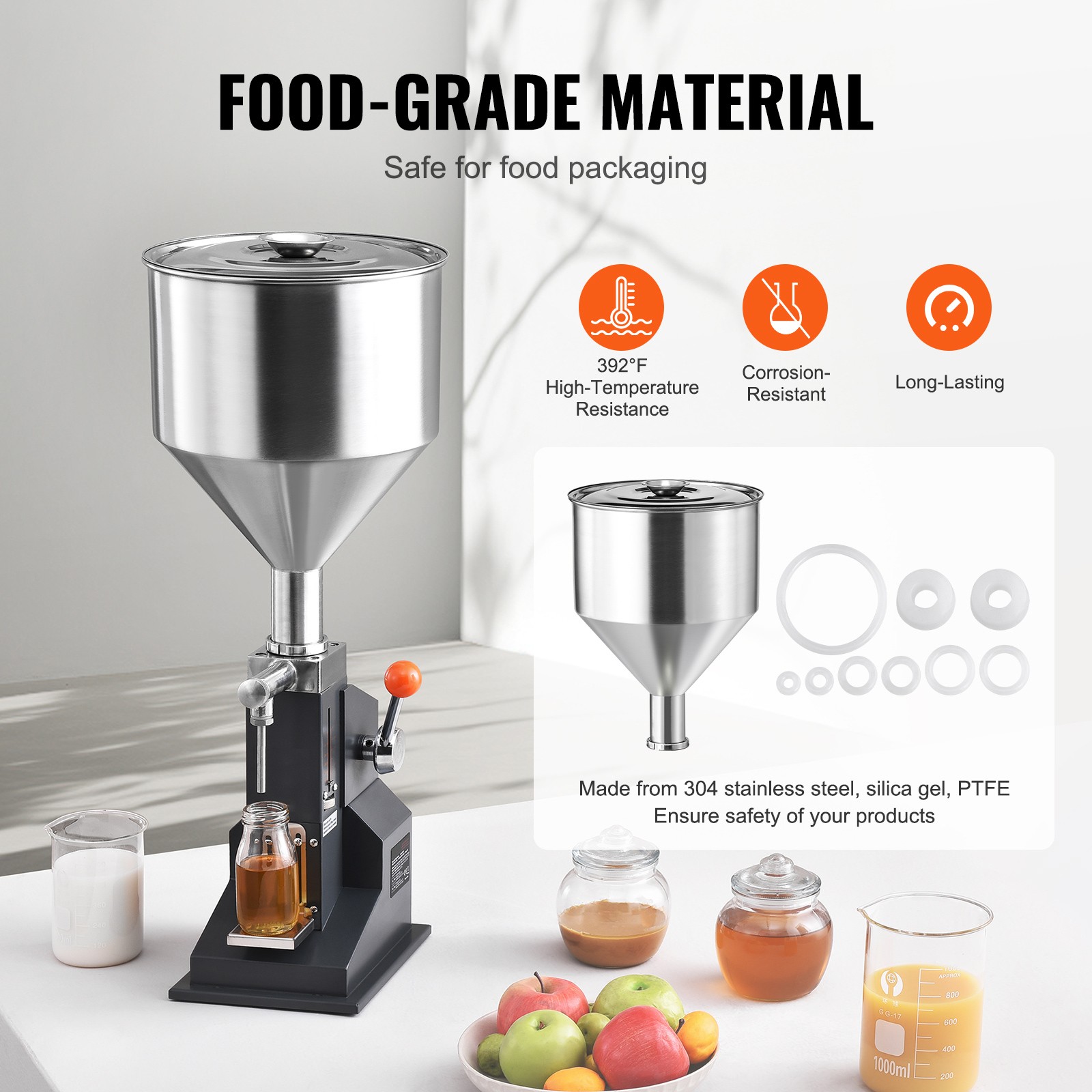 Uimoso Manual Liquid and Paste Filling Machine, Adjustable 5-100ml Capacity